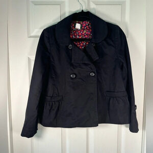 J. Crew Peter Pan Collar Boxy Black Blazer Size 4 Career Wear Womens